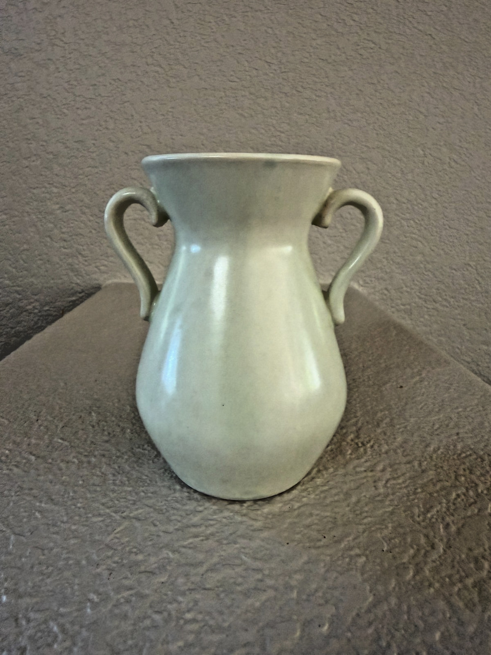 Vintage Celadon Green Double Handle Art Pottery Vase Urn 108/72 5.25"